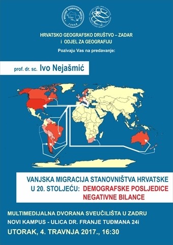 Predavanje "Vanjska migracija stanovništva Hrvatske u 20. stoljeću: demografske posljedice negativne bilance" prof. dr. sc. Ive Nejašmića